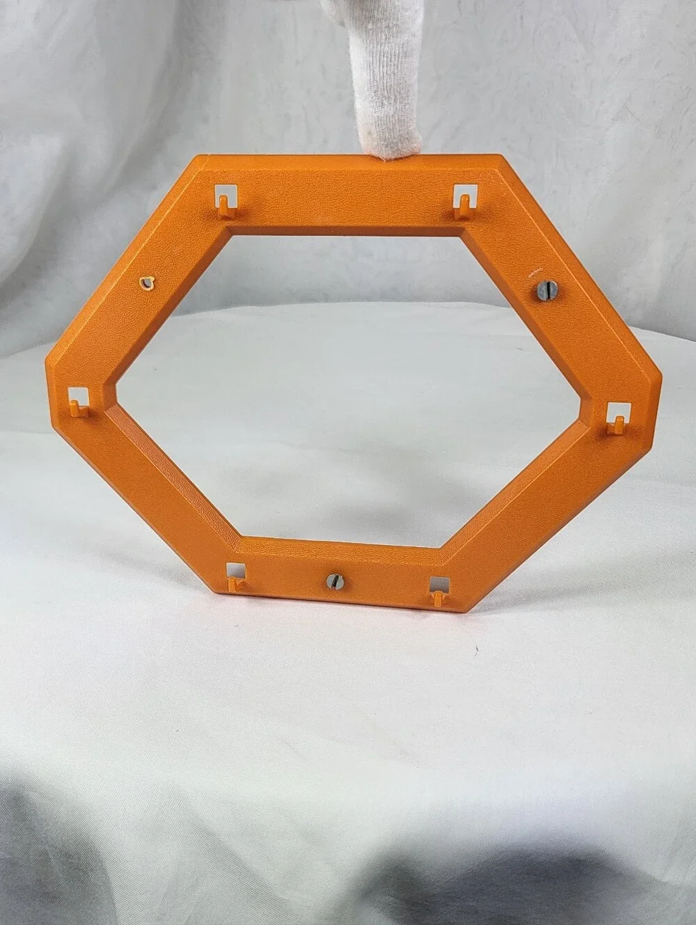 Tupperware #1296-7 Bright Orange Hexagon Wall Hook Rack